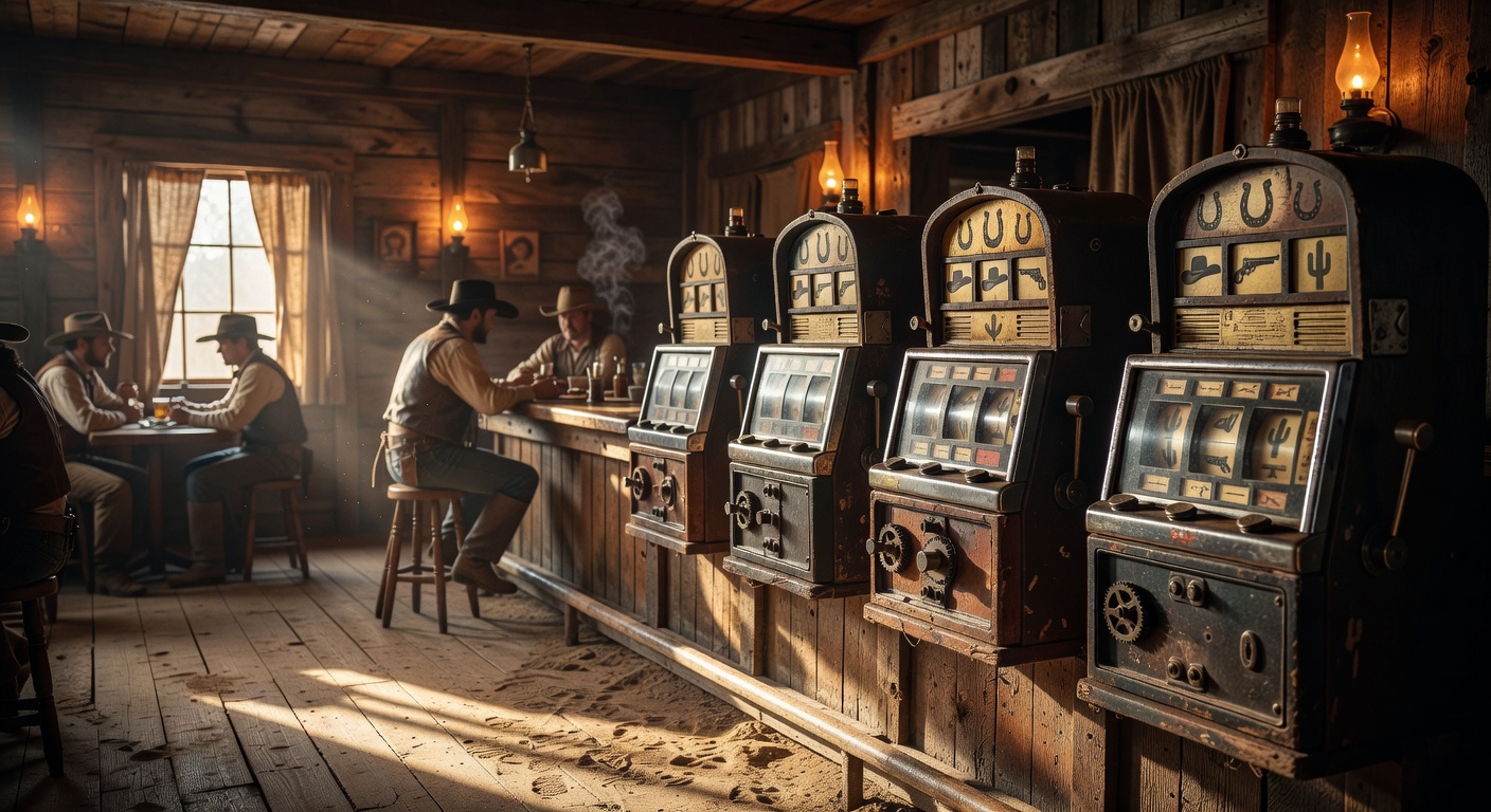 Cinematic Wild West Saloon Slots Concept Art